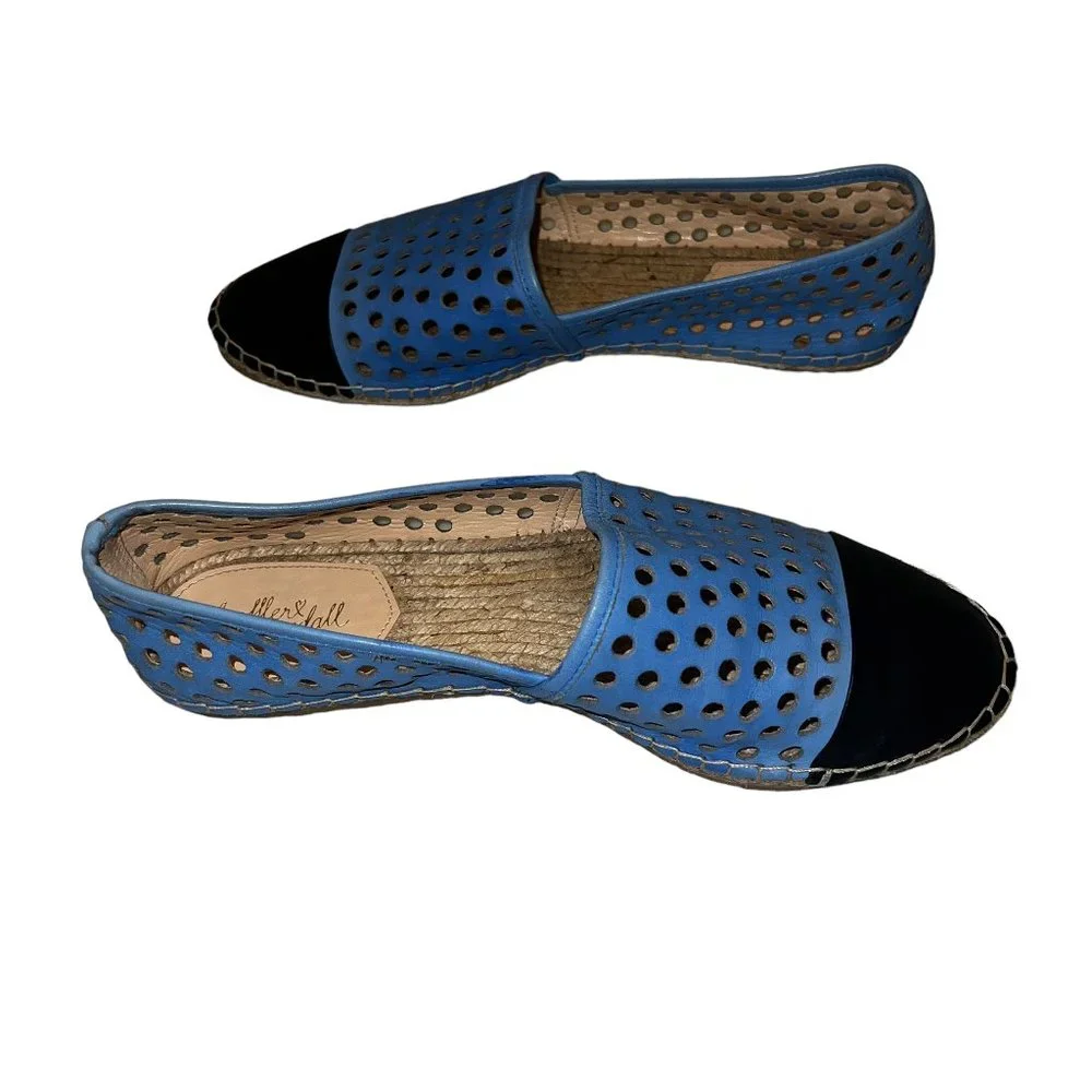Loeffler Randall Light Blue & Dark Blue Perforated Espadrilles Size 8.5-9